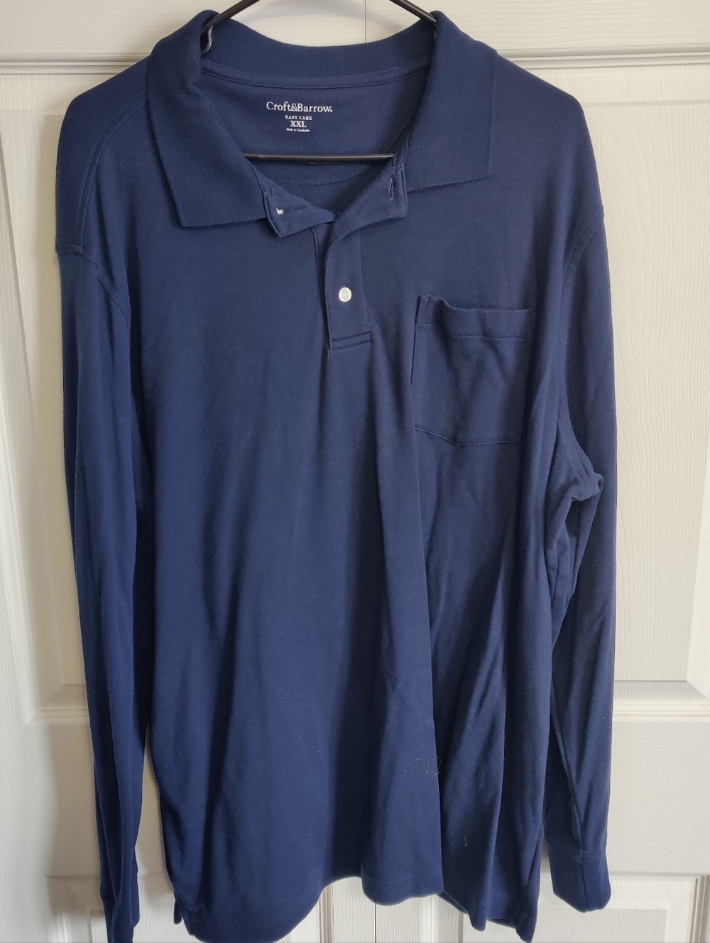 Croft And Barrow Mens XXL Dark Blue Long Sleeve Tee Shirt Button Down Sweater